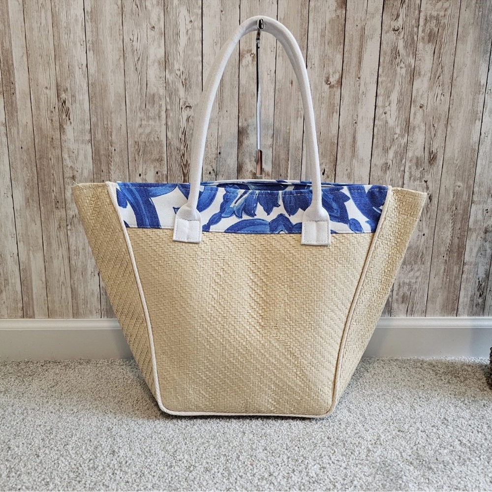 Dolce & Gabbana NWOT Tan and Blue Rattan Tote Bag - Picture 5 of 12